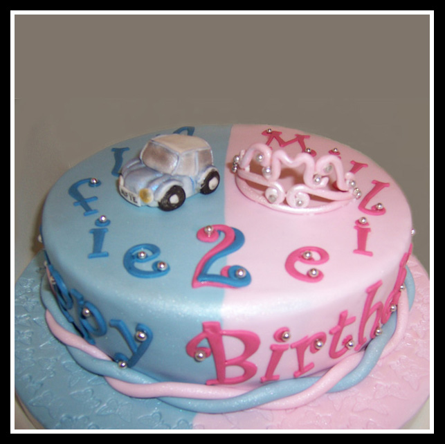 Duo colour Twins Birthday Cake