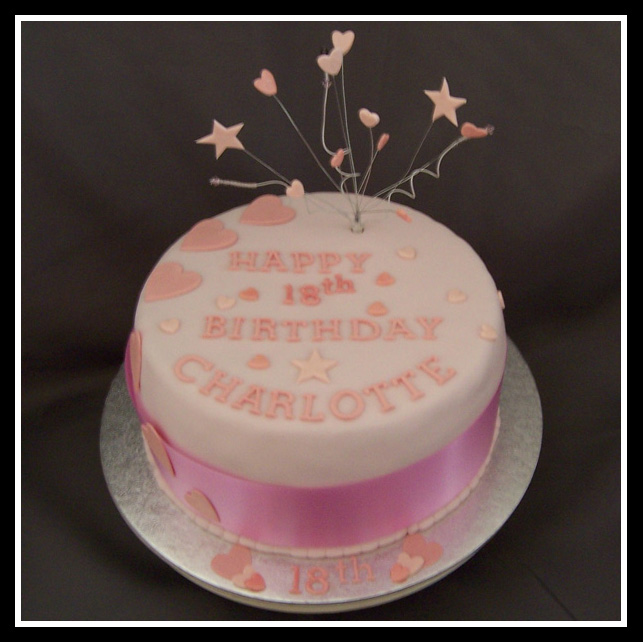 pink hearts and stars birthday cake