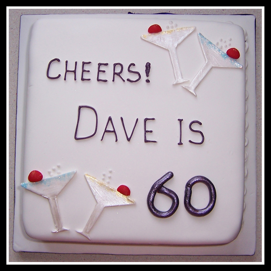 Ten inch square cocktail 60th Birthday cake