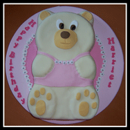 Teddy Bear in pink vest birthday cake