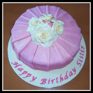 Eight inch pleated style birthday cake.