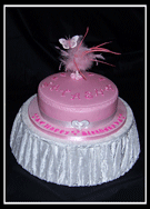 pink butterfly and feathers birthday Cake