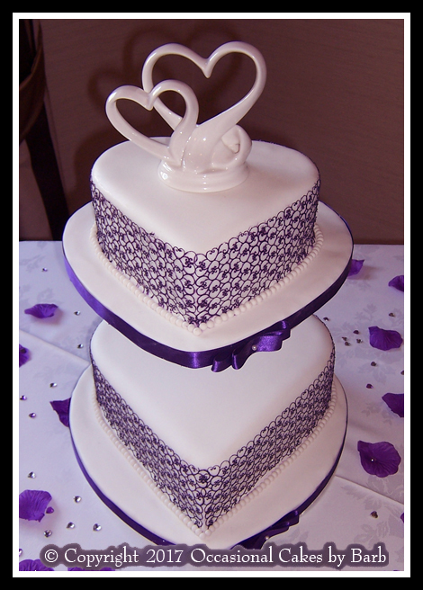 purple edible lace wedding cake