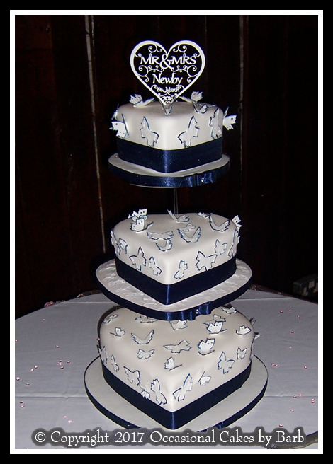 blue butterflies wedding cake