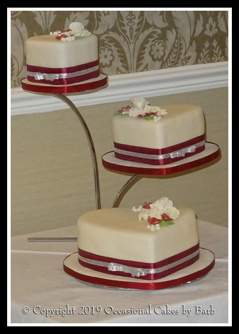Three tier heart wedding cake
